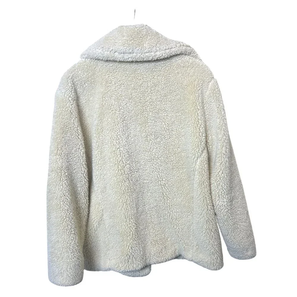 Free People Teddy Sherpa Pea Coat Oatmeal XS Cozy & Soft Double Breasted Jacket - Picture 6 of 11